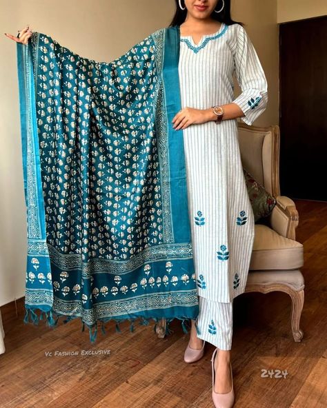 Khadi cotton suits women Khaadi Kurta, Kurti Pant With Dupatta, Party Wear Traditional, Embroidery Kurta, Matching Embroidery, Kurtis With Pants, Designer Kurtis, Indian Embroidery, Cotton Suits