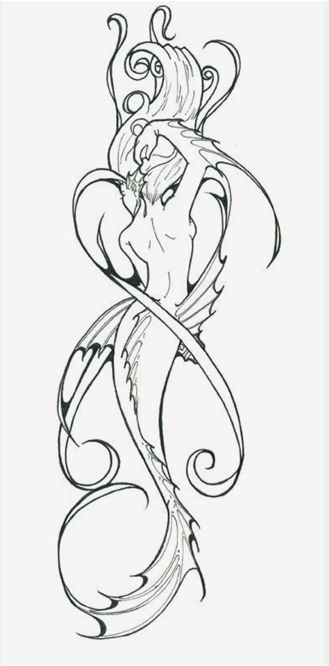 Tattoo Mermaid, Mermaid Tattoo Designs, Kunst Tattoos, Mermaid Artwork, Mermaid Drawings, Mermaid Tattoo, Mermaid Tattoos, Wolf Tattoos, Mermaid Coloring