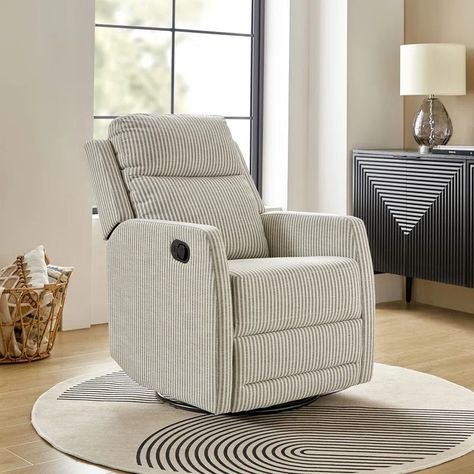 Wade Logan® Caleya Upholstered Recliner | Wayfair Modern Swivel Recliner, Grey Recliner, Rocking Recliner, Swivel Recliner, Leg Support, Rocker Recliners, Home Theater Seating, Living Room Furniture Chairs, Living Room Seating