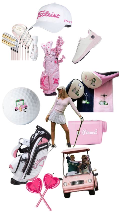 Pink golf vision board Pink Golf Outfit, Cute Golf Outfit, Golf Preppy, Golf Inspiration, Womens Golf Fashion, Golf Club Sets, Golf Exercises, Golf Attire, Pink Vibes