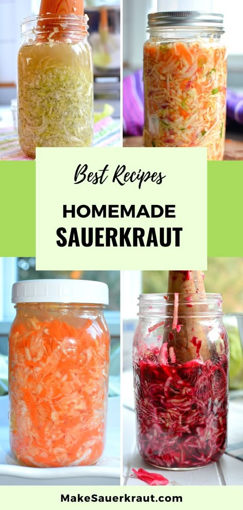 Saurkraut Recipes Canning, Pickled Sauerkraut, Sourkrout Recipes Canning, How To Make Sourkrout, Saurkraut Recipes Diy, Sourkaurt Recipes, How To Make Sauerkraut, Kraut Recipes, Saurkraut Recipes Homemade