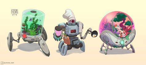 House Robots by VincenzoNova on DeviantArt Art Challenges, Robot Illustration, Futuristic Art, Robot Design, Robot Art, Robots Concept, Game Character Design, Robot Concept Art, Cyberpunk Art