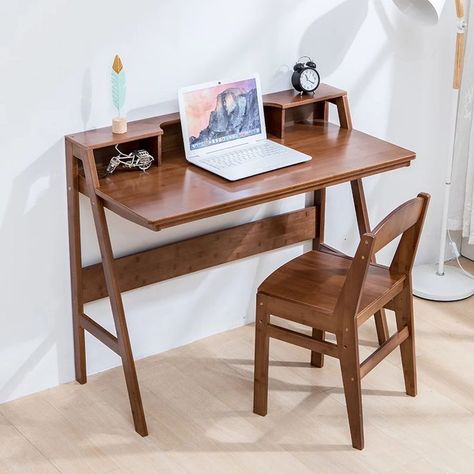 Small Wood Desk, Small Wooden Desk, Study Computer, Design Writing, Study Table Designs, Computer Desks For Home, Computer Desks, Computer Workstation, Pooja Room Design