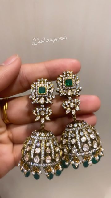 Dulhan Jewels on Instagram: "92.5 silver real Victorian Moissanite Jhumki 😍❤️‍🔥 For any order or inquiry please message us 😊 #trendingreels #trendingsongs #trendingnow #trendingdances #trendingvideos #trendingvideo #trendingfashion #trendingfashion #viral #viralvideos #viralreels #viralpost #viralvideo #viralposts #jewellery #jewellerydesign #jewellers #jewelleryset #jewellerylover #jewelleryaddict #jewelleryoftheday #templejewellery #handmadejewelry #traditionaljewellery #maangtikka #kundanj Hooded Eye Makeup Tutorial, Unique Gold Jewelry Designs, Hooded Eye Makeup, Gold Mangalsutra, Ear Ring, Gold Designs, Bridal Gold Jewellery Designs, Bridal Gold Jewellery, Kundan Jewellery