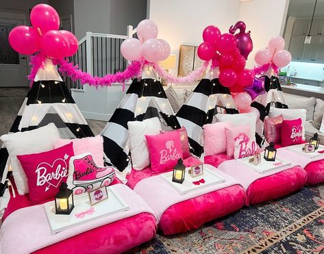 Come on Barbie, Let’s go Party!! All the pink a girl could ever need! Happy Birthday Kendall💗💄👠 ⭐️ ⭐️ ⭐️ #teepees #thekampout #slumberparty #sleepover #glampteepees #howdyyall #teepeebirthdayparty #OKC #customparty #shopsmallbusiness #okcpartyideas #thelittlekampout #shoplocal #kidsparty #sleepoverparty #slumberparty #familyslumberparty #OKCkids #indoorglamping #indoorentertainment #summertimeinOKC #OKCbloggers #luxuryindoorglamping #barbie #barbieparty #smallbusiness #edmondmoms #edmondblog... Indoor Barbie Birthday Party, Barbie Sleepover Party, Barbie Birthday Party, Barbie Birthday, Barbie Party, Sleepover Party, Slumber Parties, Custom Party, Bday Party