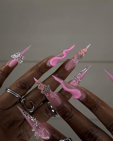 Would you believe me if I told you I did this set on myself 😮‍💨🤩 . . Follow me if you’re viewing this @lap_nailz 💗 #nailsofinstagram #explore #torontonailtech #nailsonfleek #nailhumour #relatablepost #nailtechtips #torontonails #licensednailtech #nailtrends #nailsoftheday #frenchnails #nailsnailsnails #frenchtips #contentmarketing #nailexplore #nailstagram #businessowner #xxlnails #gtanails #contentcreator #digitalmarketing #xlnails #digitalinfluencer #lapnailz Stilleto Birthday Nails Designs, Junk Stiletto Nails, Exotic Stiletto Nails, Acrylic Stiletto Nails Design, Stiletto Junk Nails, Stilleto Nails Red, 2025 Nails, Stiletto Nail Design, Stiletto Nails Design