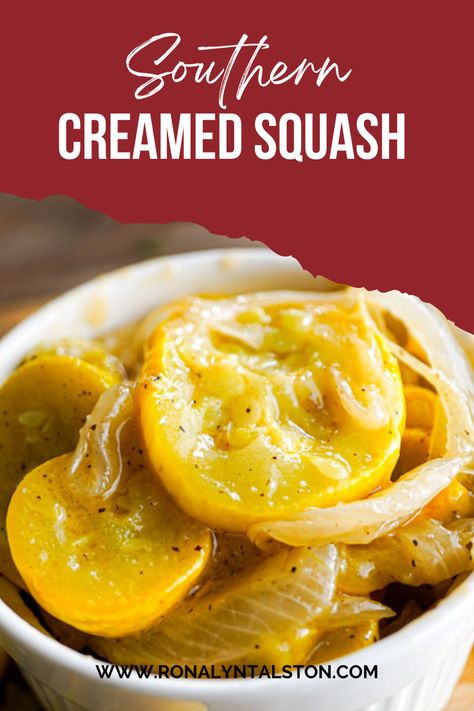 Creamed squash is the perfect side dish! Creamed Squash Recipes, Yellow Squash Side Dish, Stewed Squash And Onions, Squash And Onions Southern, Creamed Squash, Squash Recipes Yellow, Mashed Squash, Baked Turkey Wings, Yellow Squash Recipes