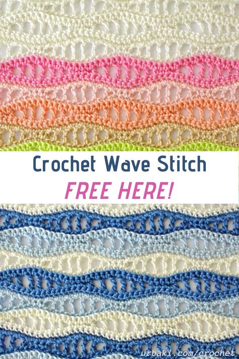 Learn A New Crochet Stitch: Crochet Wave Stitch Crochet Wave Stitch, Crochet Wave Pattern, Summer Crochet Projects, Wave Stitch, Crochet Blanket Stitch Pattern, Crochet Afghan Patterns Free, Summer Shawl, Crochet Blanket Designs, Crochet Blanket Afghan