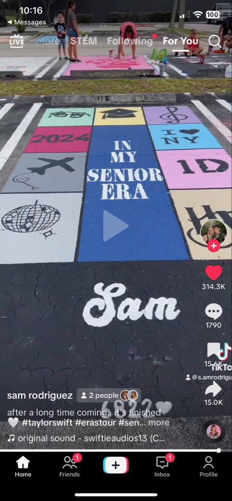 In My Senior Era Parking Spot, Senior Parking Taylor Swift, Unique Parking Spot Ideas, Senior Parking Space Taylor Swift, Senior Tile Painting Ideas, Senior Parking Spaces Tangled, Taylor Swift Themed Senior Parking Spots, Senior Parking Space Ideas Harry Styles, Senior Parking Space Ideas Music