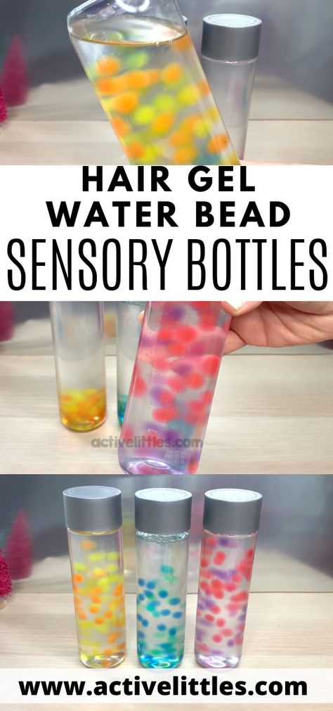 Diy Oil And Water Sensory Bottle, Diy Calming Bottle, Baby Oil Sensory Bottle, Oil And Water Sensory Bag, Water Bead Crafts, Oil And Water Sensory Bottle, Water Bead Sensory Bottle, Calming Sensory Bottles, Calm Sensory Bottles