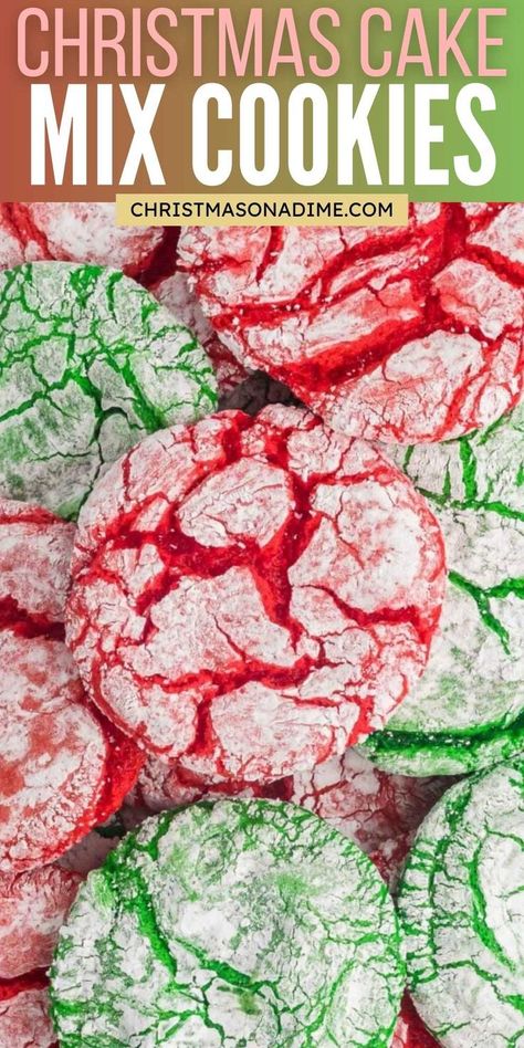 If you are looking for the easiest cookie recipe, make Cake Mix Christmas Cookies. They are fun and festive and loaded with flavor. These Cake Mix Christmas Cookies are the perfect holiday dessert. The bright red and green colors makes these Christmas cookies so festive. These light and fluffy cookies come out moist every time with simple ingredients. #christmasonadime #cakemixchristmascookies #christmascookies Cake Mix Christmas Cookies, Cookie Exchange Ideas, Easiest Cookie Recipe, Christmas Crinkle Cookies, Bread Christmas, Grinch Cookies, Crinkle Cookies Recipe, Best Christmas Cookie Recipe, Easy Christmas Cookie Recipes