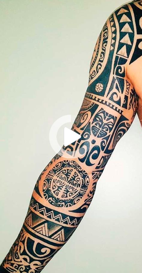 Tatouage homme maori fermant tout le bras Marquesan Tattoos For Men, Maori Tattoo Designs Men Sleeve, Maori Tattoo Designs Men Arm, Maori Arm Tattoo, Maori Sleeve Tattoo, Polynesian Sleeve Tattoo, Māori Tattoo, Maori Tattoo Design, Marquesan Tattoo