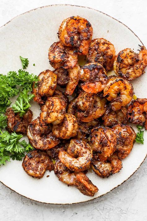 Blackened Shrimp - a simple, easy blackened shrimp recipe that can be made on the grill or on the stove top! Perfect for salads! #blackenedshrimp #blackenedshrimpsalad #blackenedshrimprecipe #blackenedshrimppasta #blackenedshrimptacos Air Fryer Shrimp Recipes, Easy Shrimp Recipes, Air Fryer Shrimp, Fried Shrimp Recipes, Flavorful Shrimp, Blackened Shrimp, Shrimp Recipes Healthy, Best Seafood Recipes, Shrimp Recipes For Dinner