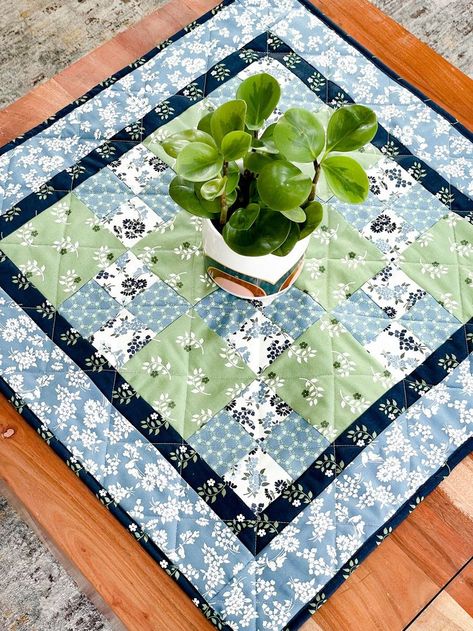 Simple 4-Patch Table Topper (Downloadable Pattern) in 2024 | Table ... Small Quilt Wall Hangings Free Pattern, Quilted Table Centerpiece Pattern, Table Top Quilt, Simple Quilt Table Runners, Small Quilted Table Toppers, Quilted Table Squares, Quilted Table Cloth, Octagon Table Topper Pattern, Easy Table Runner Pattern Free