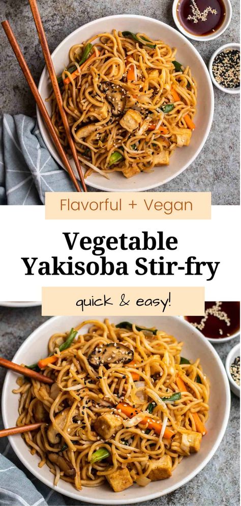 This vegan yakisoba features chewy noodles, tofu, and vibrant veggies cooked in a sweet and savory sauce. Ready in 30 minutes, this dish is the perfect easy weeknight dinner. Gluten-free options are provided too! Vegan Yakisoba, Yakisoba Noodles Recipe, Yakisoba Recipe, Yakisoba Noodles, Chewy Noodles, Japanese Vegan, Vegan Japanese, Tofu Noodles, Vegan Worcestershire Sauce