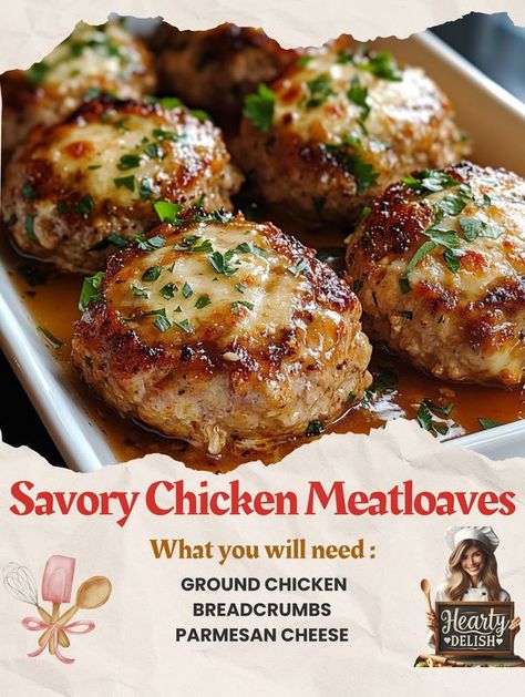 Hearty Delish | Ever feel like meatloaf could use a bit of an upgrade | Facebook Chicken Meatloaf Recipes, Ground Chicken Meatloaf, Chicken Meatloaf Recipe, Meatloaf Sauce, Chicken Meatloaf, Garlic Parmesan Chicken, Parmesan Chicken, Chicken Meat, Savory Chicken