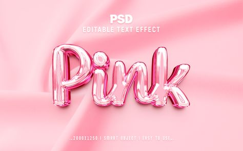 Pink Chrome'' 3D Editable PSD Text Effect Style by Md Jahidul99 Metal Typography Design, Metal Typography, Pink Chrome, Logo Pink, 3d Typography, 3d Text Effect, 3d Text, Text Effect, 3d Logo