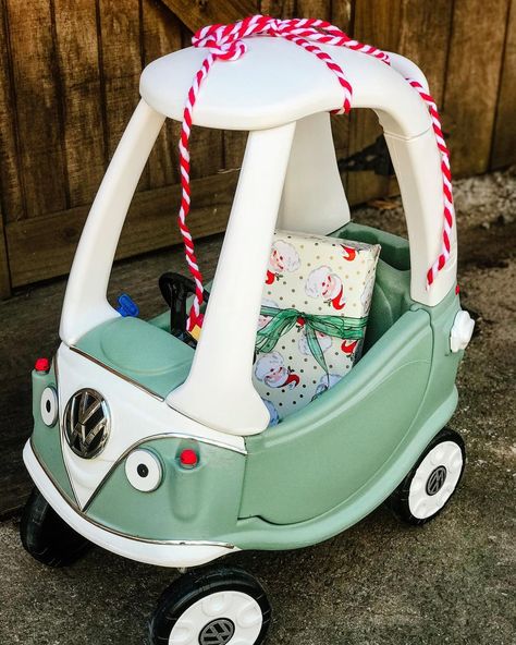 Christmas Cozy Coupe, Cozy Coupe Makeover, Outdoor Playset, Christmas Cozy, Playset Outdoor, Little Tikes, Big Project, Vintage Lover, Fun Diy