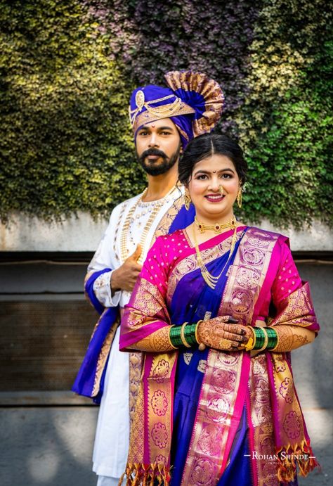 #maharashriancouple #wedding #bride #groom #marathalook #coupleportrait Maharashtrian Couple, Indian Wedding Poses, Indian Wedding Photography Couples, Indian Wedding Couple, Buddha Painting, Indian Bridal Fashion, Indian Wedding Photography, Wedding Poses, Couple Portraits