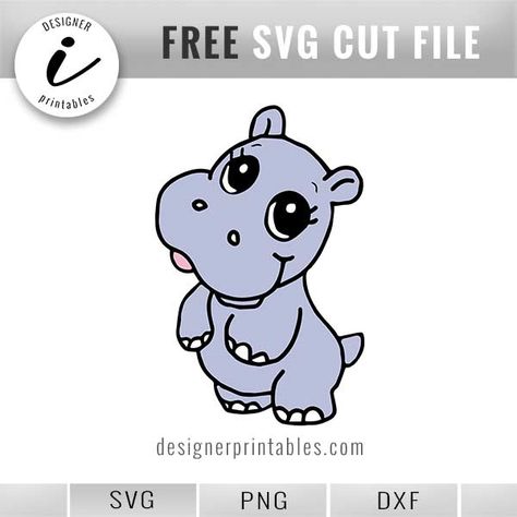 Animal Svg Files Free, Hippo Party, Hippo Clipart, Crafting Blanks, Svg Animals, Toddler Organization, Cricut Svg Files Free, Cookie Images, Animal Doodles