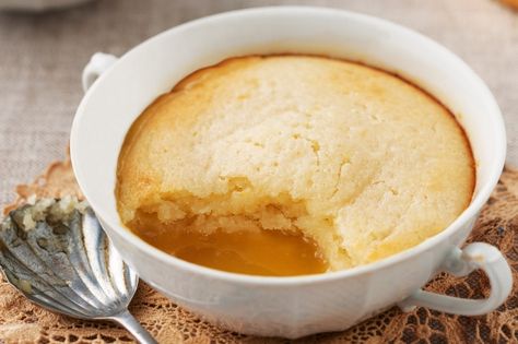 The weather is getting cooler! Warm up with these lemon curd self-saucing puddings. #lemon #pudding #selfsaucing #recipe Lemon Curd Pudding, Self Saucing Pudding, Hot Desserts, Winter Dessert, Lemon Pudding, Winter Desserts, Sweet Sauce, Sweet Delights, Baking Sweets