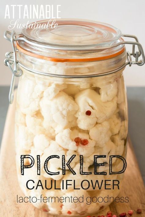 Fermenting Pickles, Fermented Vegetables Recipes, Quick Pickled Vegetables, Pickled Vegetables Recipe, Pickled Cauliflower, Fermented Veggies, Quick Pickled, Fermentation Recipes, Cauliflower Recipe