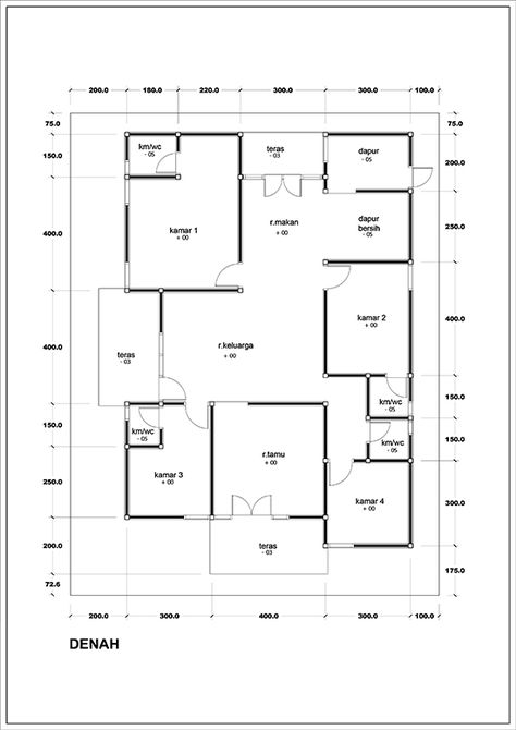 gambar model Denah rumah minimalis 1 lantai luas 137m2 Luas total bangunan 153m2 (termaksud teras) Ukuran tanah 13m x 17m Luas Lahan 221 meter2 Area terbangun Luas 153 m2 Desain minimalis Denah rumah bisa di akses dari 4 buah pintu, pintu utama, pintu alternatif di kiri bangunan, pintu services di kanan bangunan dan pintu area taman di belakang rumah. Terdiri dari 4 buah kamar tidur dengan 4 buah kamar mandi, 3 buah kamar mandi berada di dalam kamar dan sebuah kamar mandi di gunakan ... Indian House Plans, Tiny House Floor Plans, House Construction Plan, House Layout Plans, Minimalist House Design, Bungalow House Design, House Blueprints, Modern House Plans, House Architecture Design