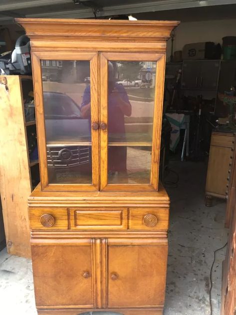 It’s amazing what you could do with a little creativity and a piece of old furniture. Halloween Yard Ideas, Painting Couch, Contact Paper Ideas, Coffee Hutch, Chicken Wire Cabinets, Printer Station, Backyard Table, Vintage Hutch, Hutch Makeover