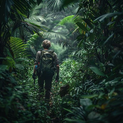 "Jungle Exploration Adventure: A lone #wildlifephotography ventures deep into the #rainforest, surrounded by towering green foliage and mysterious sounds. #travel #outdoors #landscape #digitalart #creativephoto #stockcake ⬇️ Download and 📝 Prompt 👉 https://stockcake.com/i/jungle-exploration-adventure_877771_1041994" Jungle Explorer Aesthetic, Movie Techniques, Jungle Aesthetic, Jungle Hat, Jungle Vibes, Hat Aesthetic, The Rainforest, Travel Outdoors, Pink Vibes