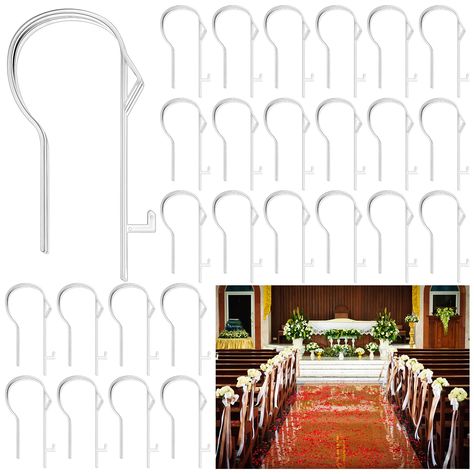 PRICES MAY VARY. Bulk Pack for Grand Celebrations: 24 chair hooks for wedding are included in a package, making it practical and enough for large scale wedding or birthday set ups; Decorate to your heart's content without worrying about running out of clips Wedding Essential: these church pew clips are tailored to meet your wedding decoration needs; Crafted to practicality, they are an essential part of true elegance and style; They can be applied to secure wedding flowers, tulle ribbons, or dec Church Pew Wedding Decorations, Wedding Ceremony Church, Church Pew Decorations, Simple Church Wedding, Ceremony Decorations Church, Clear Chair, Church Aisle Decorations, Pew Flowers, Classy Wedding Decor