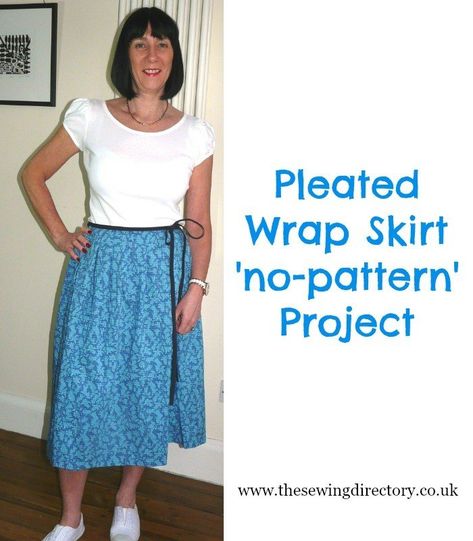 Sew a pleated wrap no-pattern skirt Sew A Wrap Skirt, Diy Wrap Skirt, Wrap Skirt Sewing, Wrap Skirt Sewing Pattern, Free Sewing Projects, Sewing Skirt, Sew Clothing, Wrap Skirt Pattern, Fat Quarter Projects