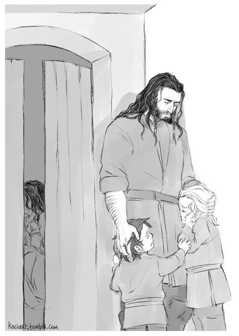 "Uncle Thorin, why is Mummy crying? She cries a lot now. Is she alright?" "No, Fili, she is not. But we have to be strong for her, alright?" "Yes Uncle, we will be strong." Kili And Fili Fanart, Bagginshield Fanart, The Hobbit Fili, Kili And Fili, Hobbit Fili, Thilbo Bagginshield, Lotr Fanart, Hobbit Fanart, John Howe