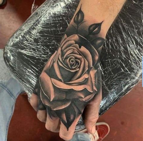 Hand Tattoo Cover Up, Full Hand Tattoo, Strong Tattoos, Skull Hand Tattoo, Rose Hand Tattoo, Rose Tattoos For Men, Mouse Tattoos, Hand And Finger Tattoos, Hand Tats