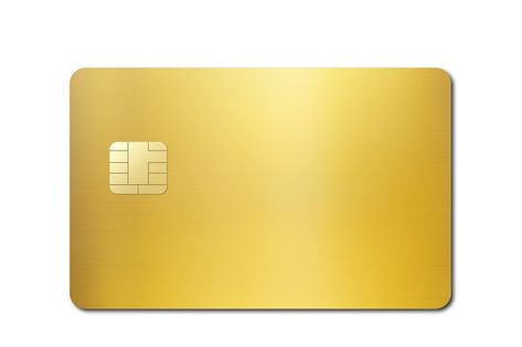 Gold credit card template isolated on a white background. 3D illustration Blank Credit Card, Gold Atm, Credit Card Template, Btc Wallet, Gold Credit Card, Credit Card Icon, Bank Branding, Credit Card Design, Atm Card