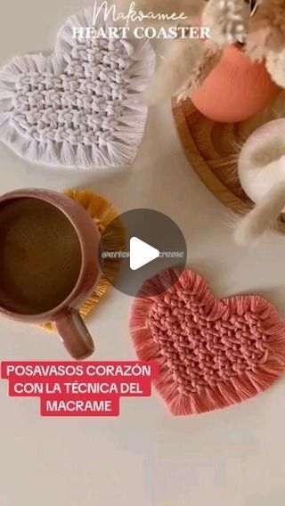 Artes con Macramé on Instagram: "POSAVASOS CORAZON♥ SIGUENOS PARA MAS IDEAS 💖" Macrame, Craft Ideas, On Instagram, Instagram, Mariana, Molde, Macramé