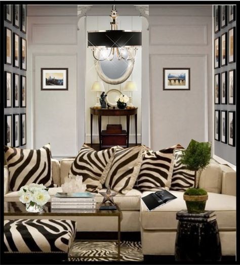 "decor" by julissag ❤ liked on Polyvore Women Pottery, Zebra Living Room, Zebra Print Rooms, Zebra Print Decor, Zebra Print Walls, Animal Print Bedroom, Black And Gold Living Room, Pottery Barn Living Room, Zebra Decor