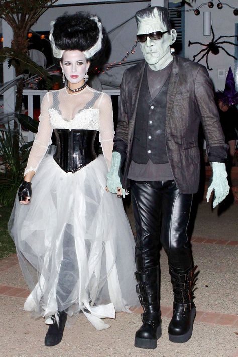 100+ Of The Best Celebrity Halloween Costumes Of All Time | British Vogue Scary Couples Halloween Costumes, Bride Of Frankenstein Costume, Couple Disney, Costume Couple, Couples Halloween Costumes, Unique Couple Halloween Costumes, Halloween Parejas, Couple Funny, Best Celebrity Halloween Costumes