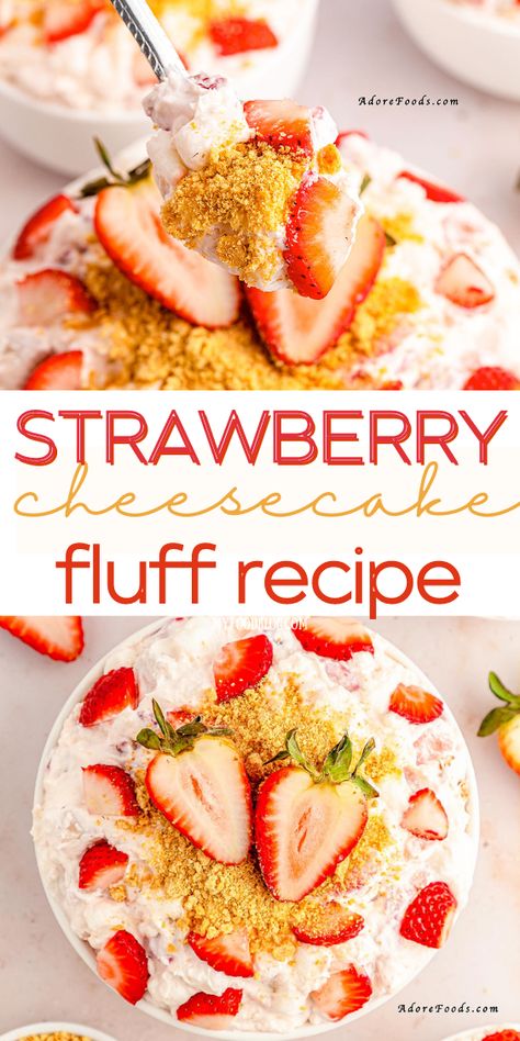 Craving a simple strawberry dessert that's bursting with flavor? Look no further! Our easy strawberry cheesecake fluff is a delightful blend of cream cheese, fresh strawberries, and a hint of sweetness. This no-bake recipe is perfect for a quick and satisfying dessert fix! Strawberry Cheesecake Salad, Easy Strawberry Cheesecake, Fluff Salad Recipes, Most Popular Desserts, Christmas Desserts Easy, Sweet Breakfast Treats, Festive Desserts, Holiday Dessert Recipes, Popular Desserts