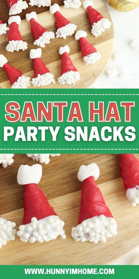 Looking for the best Christmas recipes to make this holiday season? Your kids will love these adorable Bugle Santa hats! They're a sweet and salty treat made with just four ingredients -- corn chips, melting chocolate, sprinkles, and marshmallows. Make these no bake snacks for your next Xmas party at home or in the classroom! Bugle Santa Hats, Gluten Free Christmas Appetizers, Christmas Snack Mix, Bake Snacks, Chex Mix Christmas, Classroom Holiday Party, Santa Snacks, Salty Treats, Best Christmas Recipes