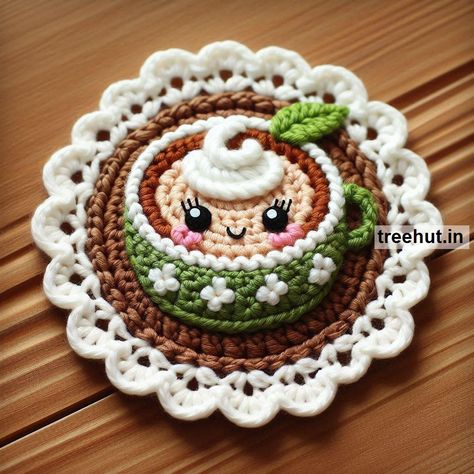 Crochet Coaster Ideas to make as gifts and how to make crochet coasters Crochet Car Cup Coaster, Crochet Useful Things, Fun Crochet Coasters, Crochet Car Coasters Free Pattern, Crochet Car Coasters, Yarn Coasters, Crochet Teapot, Crochet Alphabet, Coaster Ideas