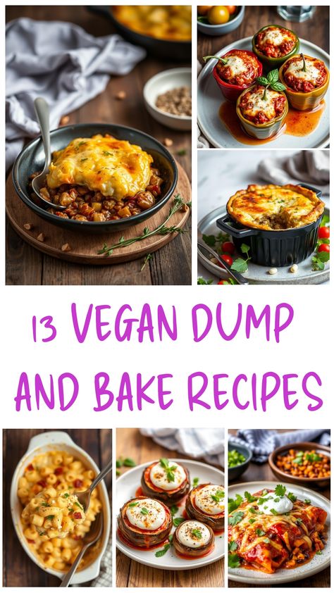 Effortless vegan meals: 13 dump and bake recipes for busy nights Potluck Recipes Vegan, Vegan Dump Recipes, Vegan Dump Dinners, Vegan Recipes For A Crowd, Vegan Dump And Bake Casserole, Vegan Family Dinner Recipes, Dump And Bake Vegetarian, Vegan Main Dish Recipes, Vegetarian Dump Meals