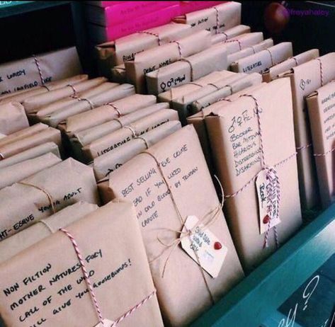 A bookstore where all books are wrapped in paper with a short description so nobody can judge a book by its cover. Book Nooks, Book Store, I Love Books, The Store, Love Book, Book Nerd, Bookstore, A Book, Book Worms