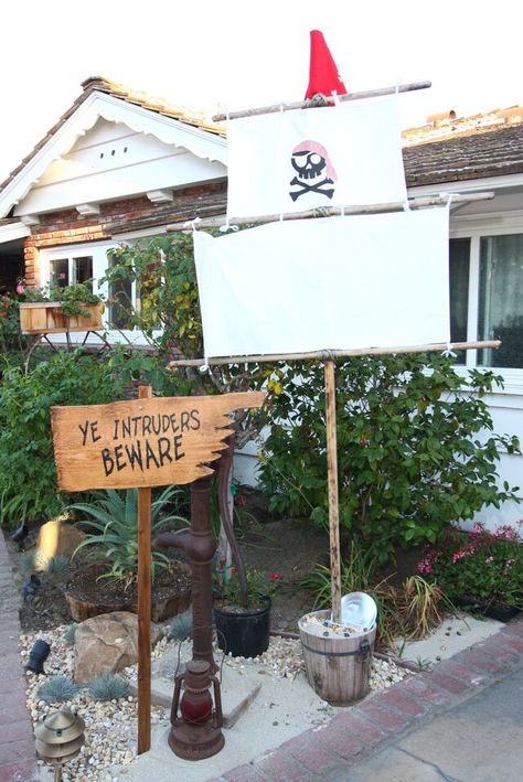 Goonies theme party. My cousin Dave made these incredible signs which he sales on Etsy. Photos by Scott Hicken Goonies Birthday, Goonies Party, Pirate Halloween Decorations, Olympic Theme Party, 80s Halloween, Etsy Photos, Pirate Theme Party, The Goonies, Pirate Halloween