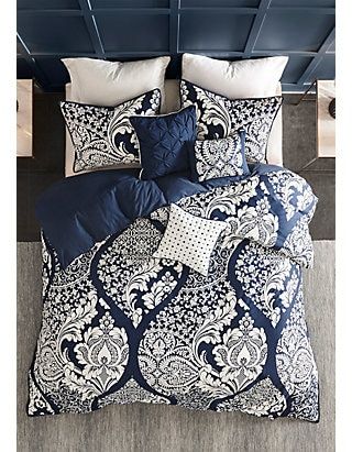 Madison Park Vienna 6 Piece Printed Duvet Cover Set | belk King Duvet Cover Sets, Bedroom Décor, King Comforter Sets, Duvet Cover Pattern, The Madison, Bedding Stores, Madison Park, Queen Comforter, Embroidered Details