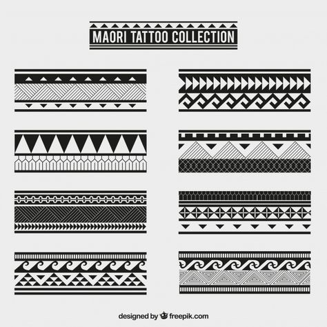 Maori tribal tattoo collection Free Vector Aztec Tattoo Patterns, Maori Architecture, Tattoos Buddha, Maori Tattoo Arm, Maori Tattoo Frau, Tato Maori, School Japanese, Wrist Band Tattoo, Tato Ikan Koi