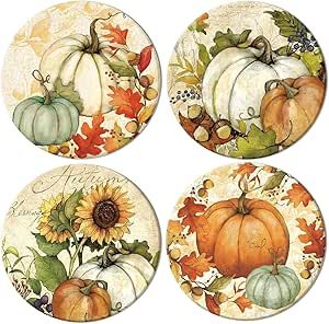 Whaline 4Pcs Fall Thanksgiving Coasters Vintage Autumn Pumpkin Ceramic Drink Coasters Absorbent Retro Harvest Cup Mat for Mugs Cups Home Kitchen Office Party Supplies Thanksgiving Coasters, Pumpkin Ceramic, Harvest Thanksgiving, Vintage Autumn, Fall Drinks, Entertainment Bar, Cup Mat, Autumn Harvest, Autumn Painting