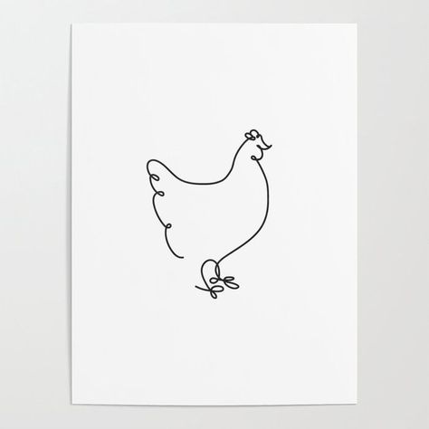 Chicken Outline Tattoo, Fine Line Chicken Tattoo, Line Chicken Tattoo, Chicken Line Art, Chicken Outline, Hen Tattoo, Bff Tats, Chicken Tattoo, Tattoo Poster