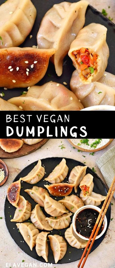 Vegan Dumplings Recipe, Vegan Potstickers, Vegan Chinese Food, Vegetarian Dumpling, Vegan Dumplings, Vegetarian Ideas, Homemade Dumplings, Mapo Tofu, Dumplings Recipe