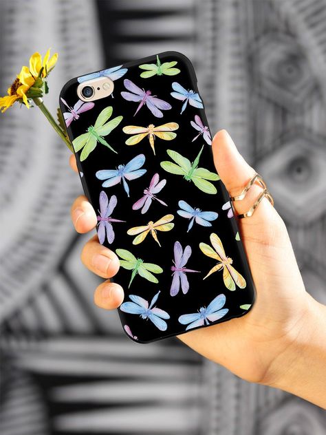 Watercolor Dragonflies Pattern - Black Case Watercolor Dragonflies, Dragonfly Quotes, Hope Tattoo, Phone Bling, Electronics Pattern, Watercolor Dragonfly, Poster Case, Dragonfly Decor, Dragon Flies