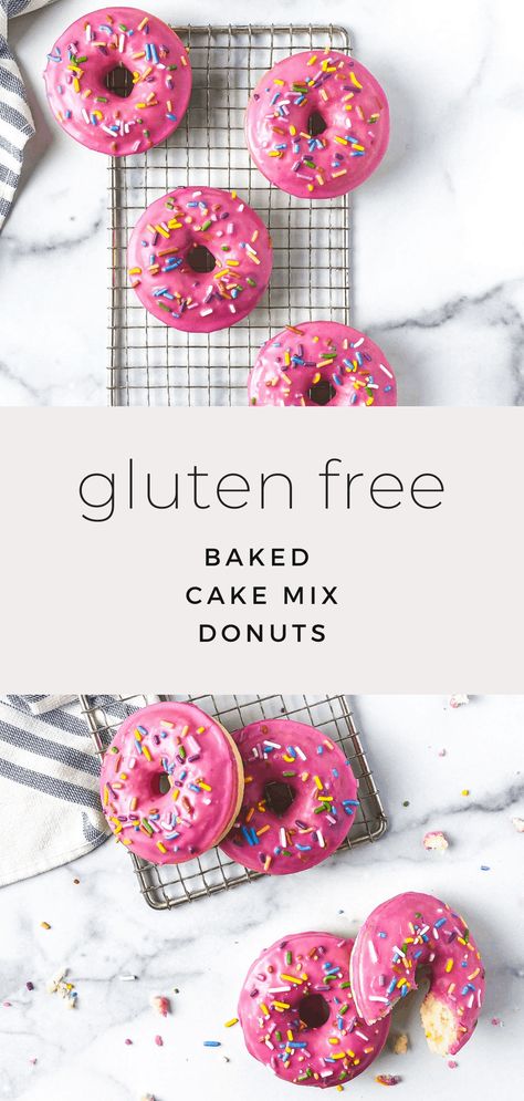 Gluten Free Baked Cake Mix Donuts Gluten Free Cake Doughnut Recipes, Gluten Free Cake Donut Recipe, Cake Donuts Baked, Gluten Free Donuts Baked, Cake Doughnuts Recipe, Cake Mix Donuts, Gluten Free Doughnuts, Donut Mix, Gluten Free Cake Mixes